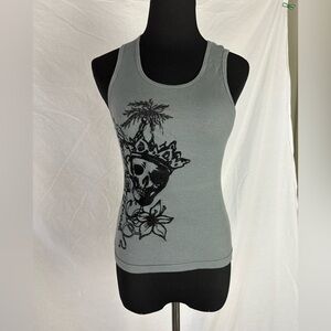Disneyland resort Pirates of the Caribbean skull queen tank top with sparkles.